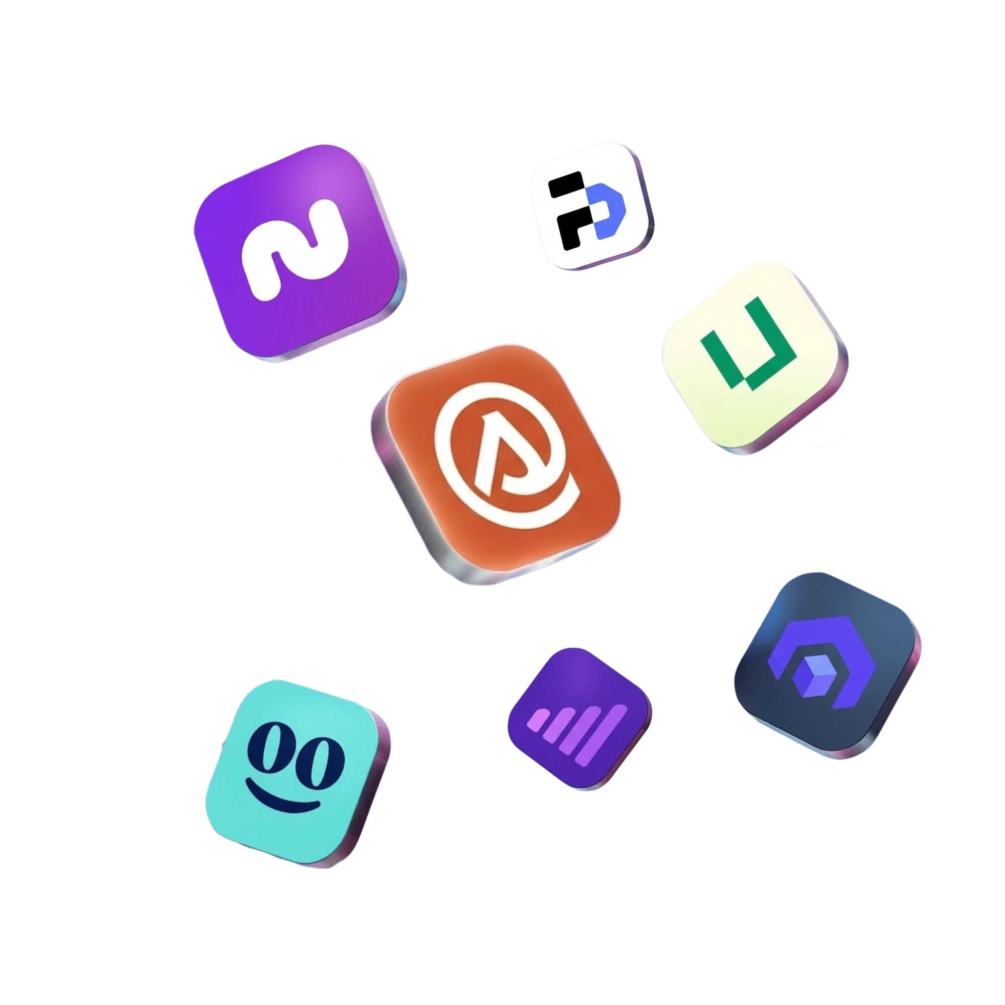Floating cluster of contractor Call Answering app icons
