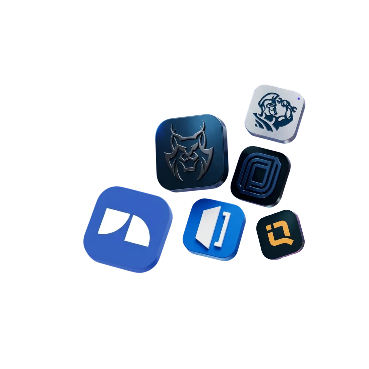 Floating cluster of contractor CRM app icons
