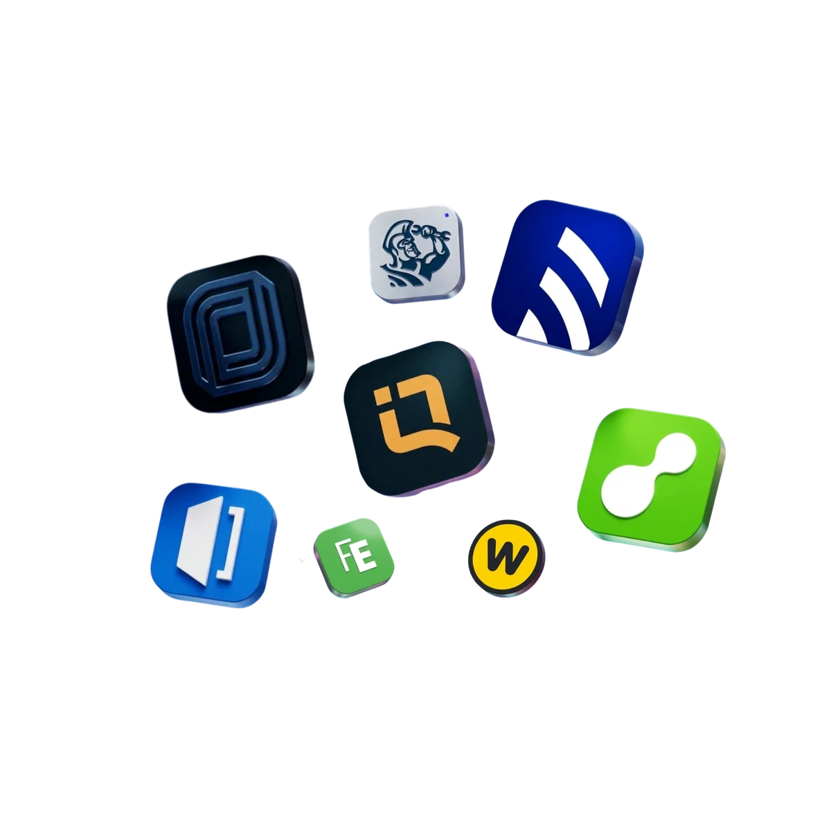 Floating cluster of contractor Service app icons