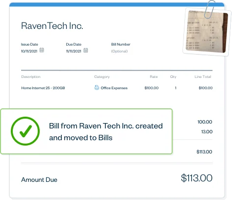 FreshBooks AI receipt OCR extracting vendor, amount, and expense category from a photo of a hardware store receipt