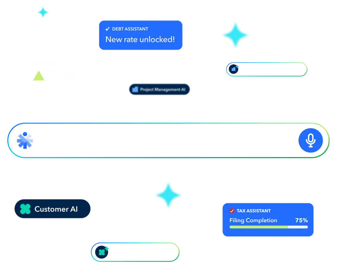Intuit Assist AI interface inside QuickBooks Online showing auto-generated invoice drafts, expense categorization, and cash flow insights