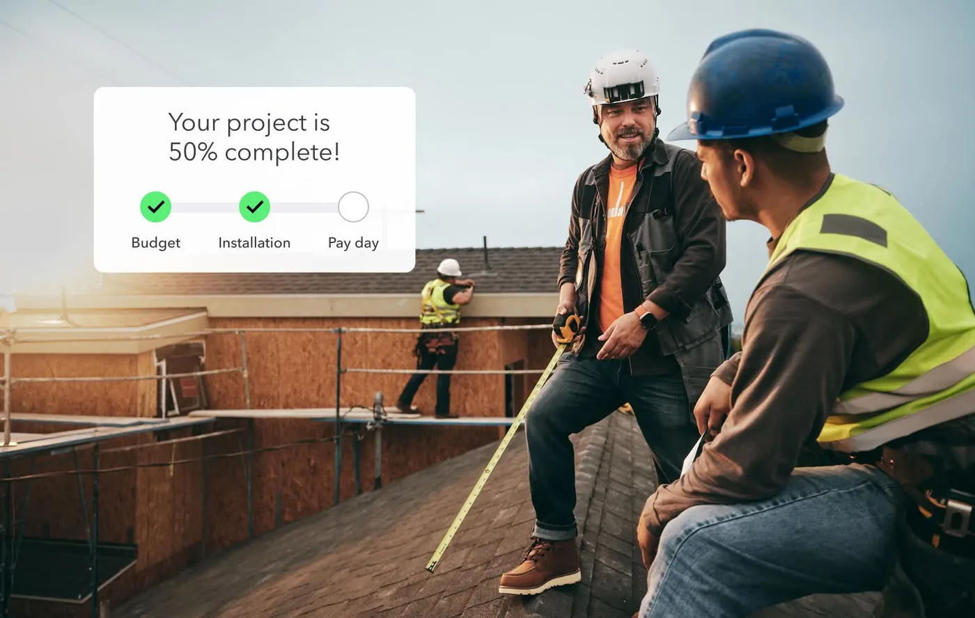 QuickBooks Online job costing dashboard showing revenue, expenses, and profit margins by construction project