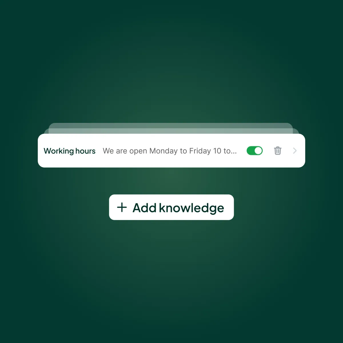 Upfirst knowledge base setup screen where contractors add business information, hours, services, and FAQs