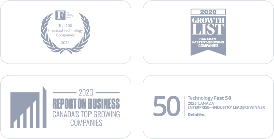 Financeit 2025 industry awards including Deloitte Technology Fast 500 and The Globe and Mail recognition