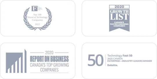 Financeit 2025 industry awards including Deloitte Technology Fast 500 and The Globe and Mail recognition