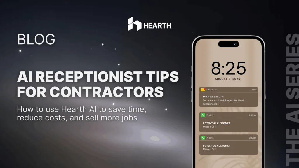 Hearth Harper AI Receptionist interface showing call handling and lead qualification features