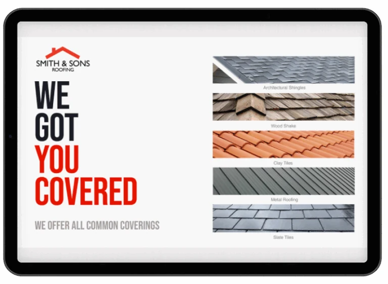 iRoofing digital pitch book and sales presentation for in-home contractor demonstrations