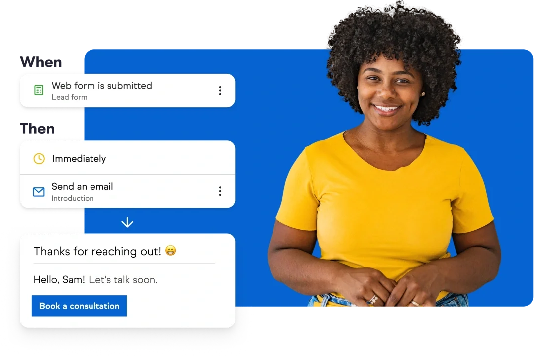 Keap automation builder showing visual campaign workflow with triggers and branching logic
